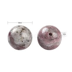 100Pcs 8mm Natural Purple Red Tourmaline Round Beads&nbsp;DIY-LS0002-09
