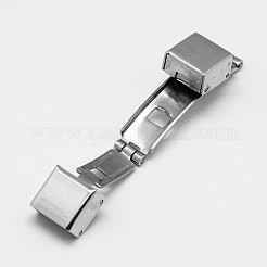変色防止長方形201ステンレススチール時計バンド留め金  ステンレス鋼色  34x10x8mm  穴：3x9mm&nbsp;LS-STAS-F067-04