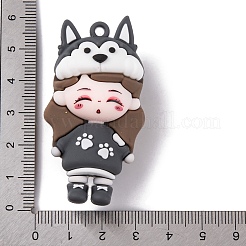 12 中国の十二支の女の子人形 PVC プラスチックペンダント  犬  56x30x25mm  穴：3mm&nbsp;KY-S172-16L