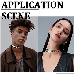Punk-style Alloy Square Shaped Rivet Imitation Leather Chocker Necklaces&nbsp;NJEW-CL0001-28