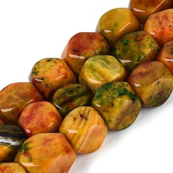 天然マルチカラー瑪瑙ビーズ連売り  ナゲット  染め＆加熱  ダークオレンジ  11~18x9~17x9~15mm  穴：0.9~1.5mm  約25個/連  13.58~14.37インチ（34.5~36.5cm）&nbsp;G-Q606-75