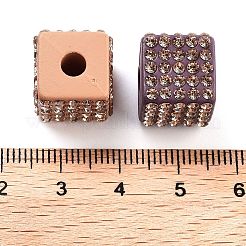 不透明樹脂ヨーロッパビーズ  ラインストーン付き  大穴ビーズ  キューブ  ミックスカラー  13x13x13mm  穴：4mm&nbsp;RESI-M038-06
