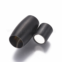 304ステンレススチール製マグネット留め具、接着端付き  マット  オーバル  ガンメタ色  14x8mm  穴：5mm&nbsp;STAS-F227-51A-B