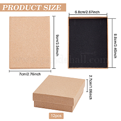 クラフト紙板紙ジュエリーセットボックス  リング＆ピアス＆ネックレスボックス  長方形  バリーウッド  9x7x2.7cm&nbsp;OBOX-BC0001-02