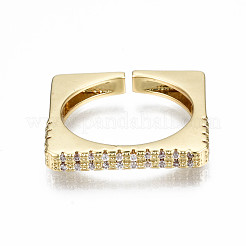 Brass Micro Pave Clear Cubic Zirconia Cuff Rings&nbsp;RJEW-Q161-011-NF