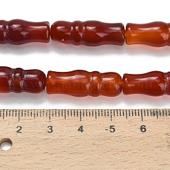 天然石瑪瑙ビーズ連売り  染め＆加熱  竹の形  暗赤色  25x8~8.5mm  穴：1.5mm  約16個/連  15.75''（40センチメートル）&nbsp;G-Z144-A02-01E