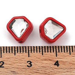 スプレー塗装された合金ビード  ガラスと  ダイヤモンド  クリムゾン  9.5x9.5x6.5mm  穴：1.4mm&nbsp;PALLOY-H134-31