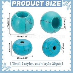 40Pcs 2 Styles Synthetic Turquoise European Beads&nbsp;G-PH0002-56