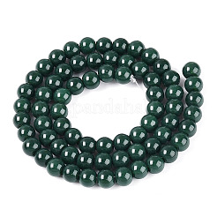 オペークソリッドカラーガラスビーズ連売り  ラウンド  濃い緑  6~6.5mm  穴：1.4mm  約67~70個/連  14.76インチ〜15.16インチ（37.5~38.5cm）&nbsp;X-GLAA-T032-P6mm-24