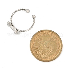女性用 蝶結び 304 ステンレススチール オープンカフリング  ステンレス鋼色  蝶結び：8x13mm  内径: 調節可能&nbsp;RJEW-G338-08P