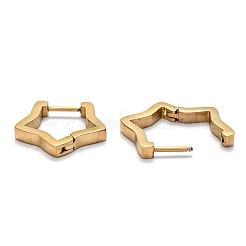 304ステンレススチール製スターハギーフープピアス  ゴールドカラー  18x18x3mm  ピン：1mm&nbsp;STAS-H156-06G