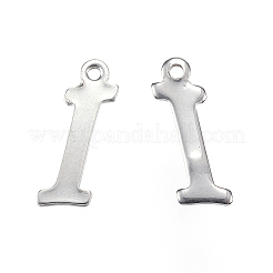 変色しにくい304ステンレススチールの文字チャーム  文字.i  ステンレス鋼色  13.5x5x0.8mm  穴：1mm&nbsp;STAS-F039-01I-P