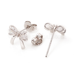 Brass Micro Pave Clear Cubic Zirconia Ear Studs&nbsp;EJEW-G281-15P