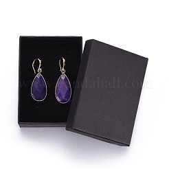 Teardrop Natural White Jade Dangle Earrings&nbsp;EJEW-JE02998-01