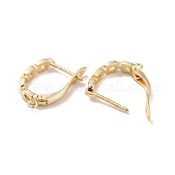 Cross Chain Shape Rack Plating Brass Hoop Earring Findings with Latch Back Closure&nbsp;KK-D083-07G