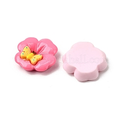 オペーク樹脂カボション  蝶と花  ミックスカラー  25x25x8.5mm&nbsp;RESI-K046-10