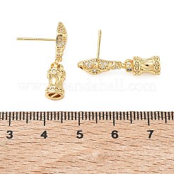 真鍮舗装キュービックジルコニアスタッドピアスのパーツ  ヘビ  18KGP本金メッキ  23.5x6mm  穴：2.5x1mm  ピン：0.7mm&nbsp;KK-C172-08G