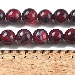 天然マルチカラー瑪瑙ビーズ連売り  染め＆加熱  ラウンド  暗赤色  14mm  穴：1.5mm  約28個/連  15.31''（38.9センチメートル）&nbsp;G-A261-B02-14mm