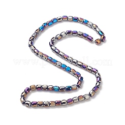Ab色のメッキガラスビーズ  ファセットバレル  ダークブルー  8x8mm  穴：1mm&nbsp;GLAA-F108-12B-03