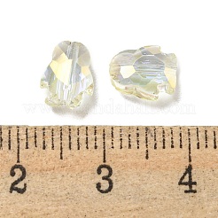 電気メッキガラスビーズ  多面カット  フル虹メッキ  ペンギン  ライトゴールデンロッドイエロー  8x6.5x4.5mm  穴：1mm&nbsp;EGLA-A041-01-FR02