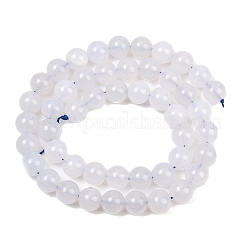 天然ブルーカルセドニービーズ連売り  ラウンド  10~10.5mm  穴：1mm  約37個/連  15.35インチ（39cm）&nbsp;G-K310-C12-10mm