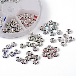 1 Box Mixed Brass Rhinestone Rondelle Spacer Beads&nbsp;RB-MSMC002-13-NF