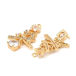 Brass Micro Pave Cubic Zirconia Pendants&nbsp;KK-C155-18G-01