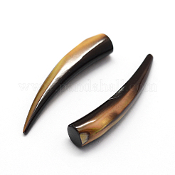 シェルビーズ  ドリルなし/穴なしビーズ  象牙の形状  ブラック  33~38x5~6mm&nbsp;X-SSHEL-G020-03B-02