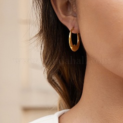 ムーン 304 ステンレススチール フープピアス（女性用）  ゴールドカラー  30x4mm&nbsp;EJEW-L312-01G