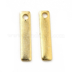 真鍮チャーム  長持ちメッキ  カドミウムフリー＆鉛フリー  長方形  24KGP本金メッキ  10x2x0.5mm  穴：1mm&nbsp;KK-H435-06G