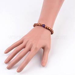 Round Wood Beaded Stretch Bracelets&nbsp;BJEW-JB02285