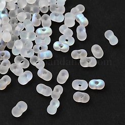 ガラスのフロストシードビーズ  ピーナッツ  ABカラーメッキ  ホワイト  6x3.5x3mm  穴：1mm  約100個/袋&nbsp;SEED-NH0002-01C