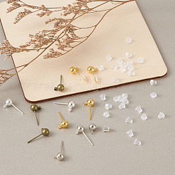 Brass Ball Post Stud Earring Findings&nbsp;KK-CD0001-04