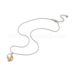 304ステンレススチールツートンティアドロップペンダントネックレス（女性用）  ゴールデン·ステンレス鋼色  18.19インチ（46.2cm）&nbsp;NJEW-U038-03GP