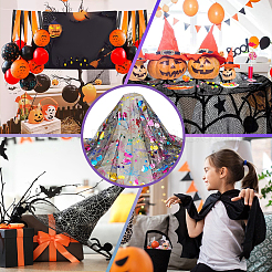 ハロウィーンのクモの幽霊の模様ポリエステルメッシュ生地  服装アクセサリー  カラフル  200x168x0.01cm&nbsp;DIY-WH0496-76