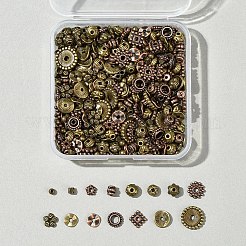 15スタイルチベットスタイル合金スペーサービーズセット  混合図形  アンティークブロンズ  3~9x3~7mm  穴：1~2.5mm&nbsp;DIY-FS0007-16
