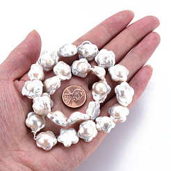 天然ケシパールビーズ連売り  養殖淡水パール  花  貝殻色  14~19x15~17x7~8mm  穴：0.6mm  約24~25個/連  14.96~15.35インチ（38~39cm）&nbsp;PEAR-S020-A01