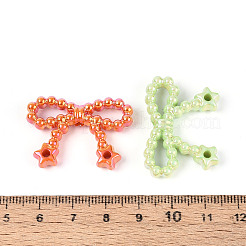 UVメッキ不透明アクリルビーズ  虹色の  蝶結び  ミックスカラー  23x33x6.5mm  穴：2.5mm&nbsp;SACR-T018-29M