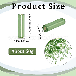 ガラスのラッパビーズ 50g  銀並ぶ  ライムグリーン  6~8x1.8mm  穴：0.6mm&nbsp;SEED-SP0001-08B