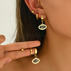 201 Stainless Steel Hollow Evil Eye Pendant Earrings Sets&nbsp;IZ8037