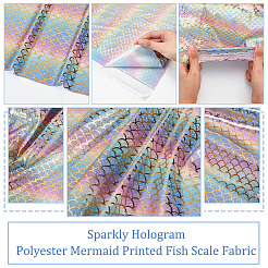 光沢のあるホログラム ポリエステル マーメイド プリント魚のうろこ生地  服飾材料  DIYの工芸品について  他の模様  150x0.02cm&nbsp;DIY-WH0304-480