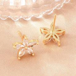 Brass Micro Pave Cubic Zirconia Stud Earrings for Women&nbsp;KK-A305-05G