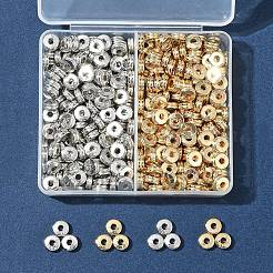 400個2色ccbプラスチックビーズ  フラットラウンド  プラチナ·ゴールデン  6x2.5mm  穴：2mm  200個/カラー&nbsp;CCB-FS0001-11