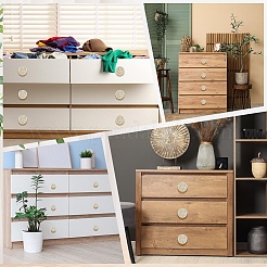 Rattan Woven & Wood Round Drawer Knobs&nbsp;DIY-WH20410-01B