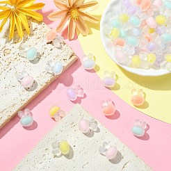 60個6色無色透明アクリルビーズ  艶消し  DIYアクセサリー  二層ビーズ  兎  ミックスカラー  15.5x12x10mm  穴：2mm  10個/カラー&nbsp;FACR-CJ0001-10