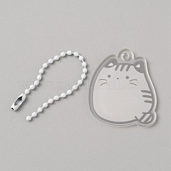 漫画かわいい猫動物アクリルペンダント装飾鉄ボールチェーン付き  キーホルダーバッグペンダントジュエリーアクセサリー用  ゲインボロ  79mm&nbsp;KEYC-WH0036-33F