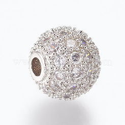 Brass Micro Pave Cubic Zirconia Beads&nbsp;ZIRC-E134-8mm-04P