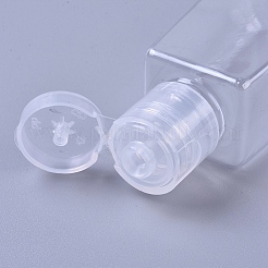 30mlの透明なペットプラスチック詰め替え可能なフリップトップキャップボトル  スクイズボトル  台形  透明  7.9x2.3x3.2cm  容量：30ml（1.01液量オンス）&nbsp;X-AJEW-WH0105-90