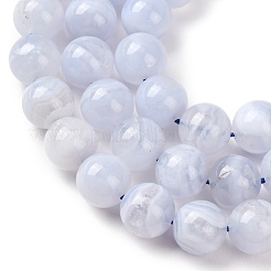 天然石ブルーレースアゲートビーズ連売り  ラウンド  10mm  穴：1mm  約39個/連  15.3インチ&nbsp;G-F222-30-10mm-01A