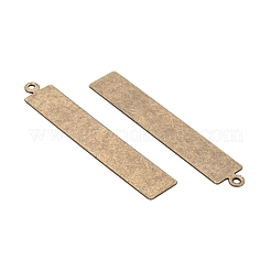 メタルタグ  真鍮タグブランクタグペンダント  長方形  アンティークブロンズ  41x7x0.5mm  穴：1mm&nbsp;X-KK-N0001-07AB